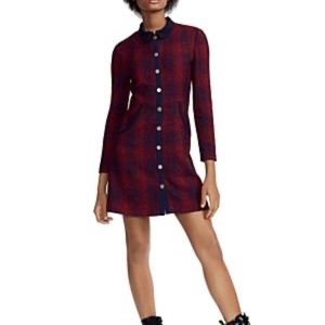 Maje Renitia Tweed Mini Shirt Dress in Checkered